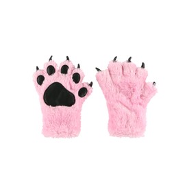 Lazy One Animal Paw Mittens for Adults and Kids, Bear, Costumes (Pink Bear, Medium)