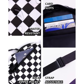 IBEE Sling Bag for Women Checkered Sling Crossbody Purse Waterproof Side Bag Nylon Chest Bag with Adjustable Strap