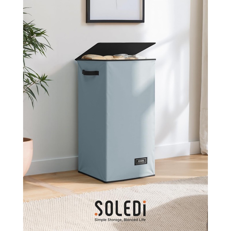 SOLEDI Laundry Hamper with Lid 100L Large & Tall Collapsible