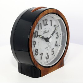 Alarm clock without ticking silent with light snooze quartz analogue - 2173/20 (walnut/black)