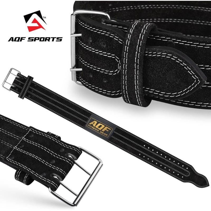 AQF Weight Lifting Nubuck Leather Powerlifting Belt Back Support –
