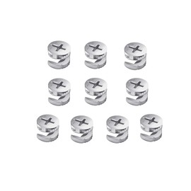 Silver Tone Furniture Connector Camlock Fittings Mini Fix Casing, Pack of 10