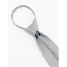 Mantieqingway Pre Tied Ties for Men Silver Clip On Tie Adjustable Zipper Ties Formal Business Graduation Dinner