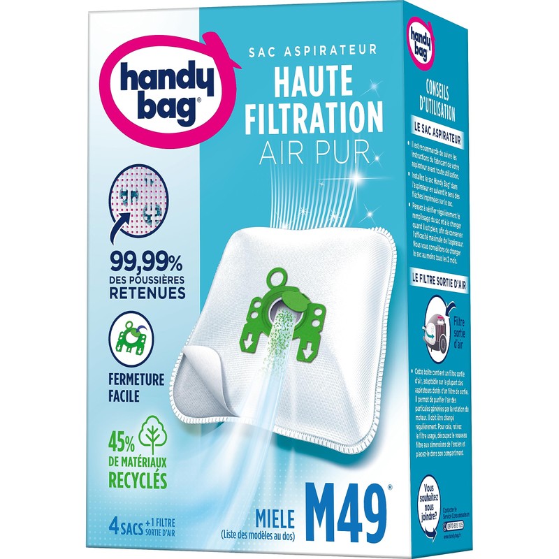Handy Bag Staubsaugerbeutel, für Miele, luftdichter Verschluss, Filter Öko, M50
