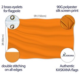 Solid Orange Flag – Plain Orange Flag - Double-sided Print – 90G polyester - Double Seam - 2 brass eyelets, large 5ft x 3ft