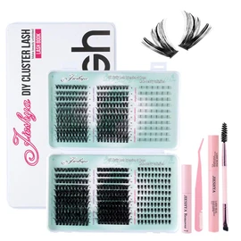 YHIXYUNAZ Natural Lash Clusters Kit Reusable DIY Eyelash Extensions, 30D/40D/60D/80D Fluffy Volume Clusters for Beginners, Cruelty-Free & Hypoallergenic