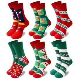 Niofind Christmas Socks Women Men 6 Pairs Funny Christmas Socks 37-46 Unisex Christmas Motif Socks Colourful Patterned Santa Novelty Socks Christmas Gifts, Colourful