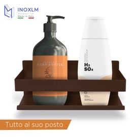 INOXLM Mensola Doccia, Autoadesivo Mensole Bagno Angolare Organizzatore, Mensola Cucina, Mensola per Cucina, Porta Spezie (Brown)