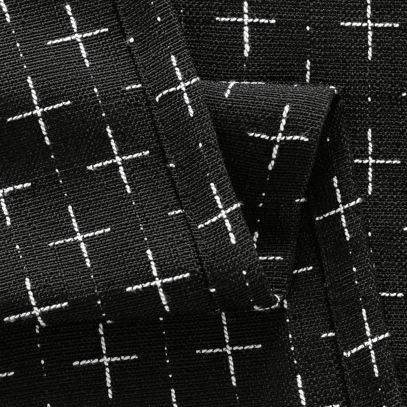 MIULEE Decorative Back Tab Linen Curtains with Geometric Pattern for
