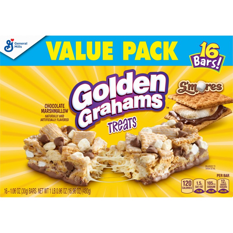 Golden Grahams Cereal Treat Bars, S'mores, Snack Bars, Value Pack,