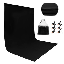 Miorkly 1.8 x 2.8 m Black Photo Background, Thick Black Screen Background, Foldable Black Rollup Fabric Photo Background, for Photo Wall, Photo Studio, Photography Background System (6 Clips, 1 Bag)