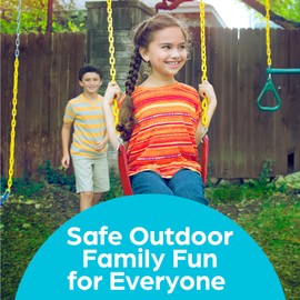 Jungle Gym Kingdom Swing for Outdoor Swing Set - Pack of 1 Swing Seat Replacement Kit with Heavy Duty Chains - Backyard Swingset Playground Accessories for Kids (Red﻿)