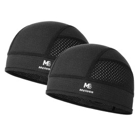 MELASA Cycling Hat Under Helmet, Lightweight Breathable Sweat Protection Summer Mesh Helmet Insert, Quick-Drying Sports Caps for Cycling, Motorcycle, Running, Men and Women, black/black, Unit size
