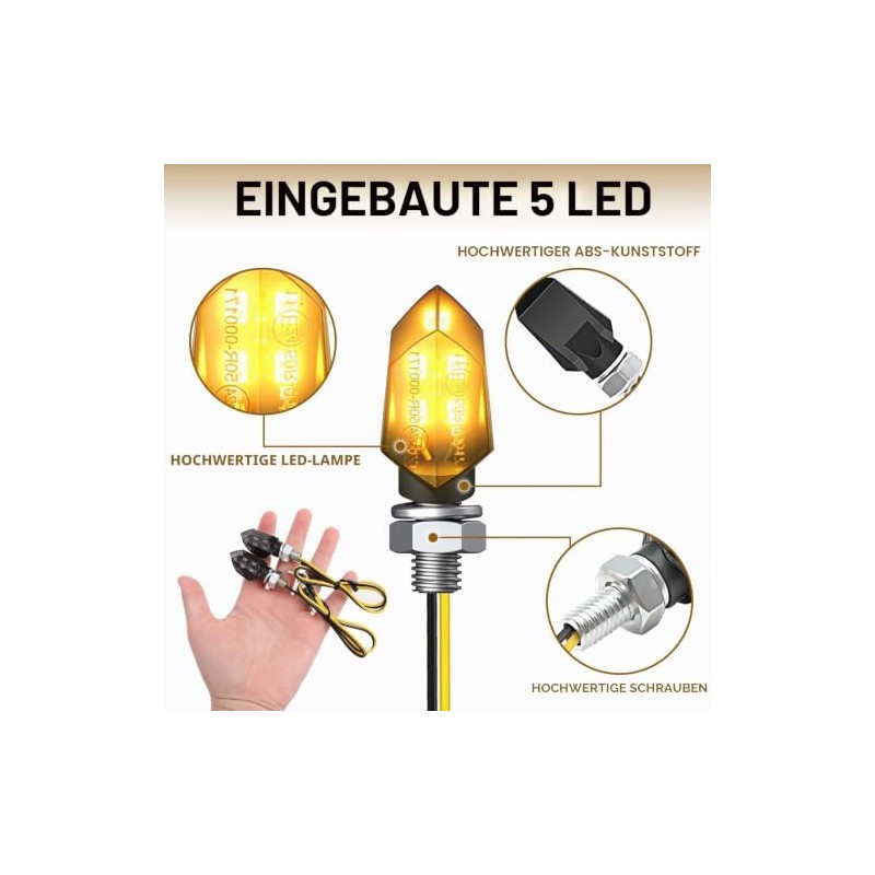 4 Pcs Motorcycle Turn Signals LED Mini Indicators Universal 12V