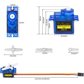 Miuzei 9G Servo Motor Micro for Arduino Mini Model Making Servos for RC Robot Arm/Hand/Walking Helicopter Boat Plane Helicopter Car Vehicle Models Control with Cable (3 x Blue)