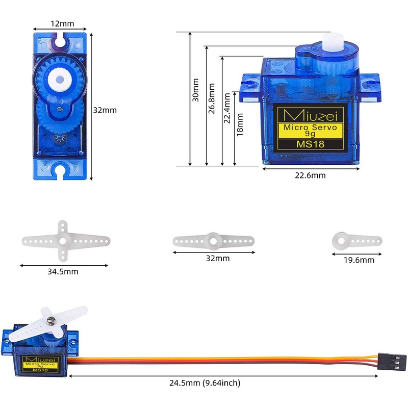 Miuzei 9G Servo Motor Micro for Arduino Mini Model Making