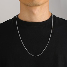 KRKC Men's Necklace, 2/3/4/5 mm, 14K Gold Plated/Silver Colour, Stainless Steel Curb Chain, Cuban Chain, Nickel-Free, Thin Gold Chain, Silver Chain for Men, Length 45-66 cm, Stainless Steel