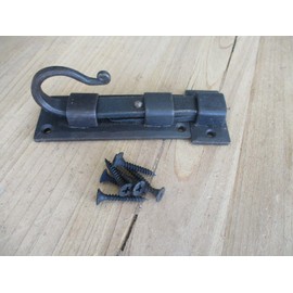 Vintage Hand Forged Iron Flat Sliding Lock Cabinet Door Cupboard Dead Bolt Slide Latch
