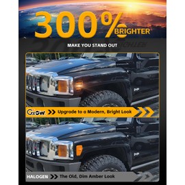 GSOWO 2 PCS H3/H3T Amber LED Side Marker Light, Smoked Lens Fit for Hummer H3 2006-2010 / H3T 2009-2010 Led Turn Signal Indicator, Left/Right Side Fender Sidemarker Lamps