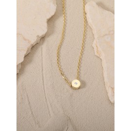 S.Leaf Sterling Silver Tiny Dot Necklace Round Circle Necklaces for Women Dainty Necklaces for Women Simple Necklaces for Women (17_dot_cz_gold)