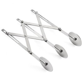 TopHomer 3 Wheel Stainless Steel Pizza Cutter Adjustable Expanded 3 Wheel Dough Cutter for Baking Noodle Ravioli Pizza Brownie Cookie, Easy to Use