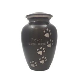 Beautiful Life Urns Pawsitive Reflection Custom Pet Urn Engravable Pet Urn, Slate/Pewter (Medium)