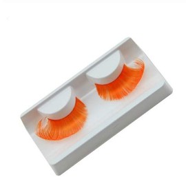 Alluring Synthetick Mink Lashes Reusable Strip False Eyelashes Hand-made Cat-Eye, Fun Color Lashes - ORANGE