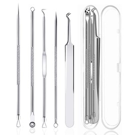 Blackhead Remover Set, High-Quality Stainless Steel Comedone Squeezer, Acne, Whiteheads, Extractor Tools with Box, Pack of 5