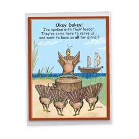 NobleWorks Jumbo Humorous Thanksgiving Paper Card From Us 8.5 x 11 Inch with Envelope (1 Pack) Large Jumbo First Turkeys J3412TGG-US