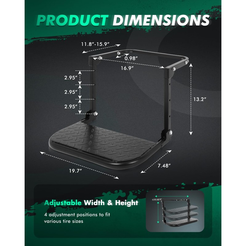 SCITOO Adjustable Folding Tire Step with Raised Texture Non-Slip Design