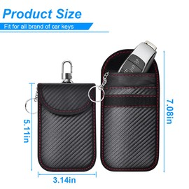KHGUZ 2PCS Car Faraday Bags for Key Fob, Carbon Firber Vehicle RFID Signal Blocking Key Fob Protector, Anti-Theft Auto Key Signal Shielding Protective Pouch, Universal for SUV, Sedan, Truck (Black)