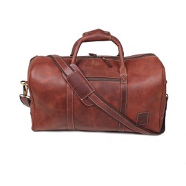 Vintage Buffalo Leather Duffle Bag | Weekend Travel Luggage Handbag | Aircabin Carryon Duffel Bags For Men Women, 20 Inches By Leather Castle