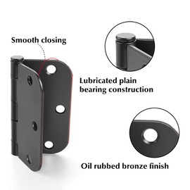 Haidms 24 Pack Oil Rubbed Bronze Door Hinges 3.5 Inch Brushed Bronze Interior Door Hinges with 5/8" Radius Corner Removable Pin