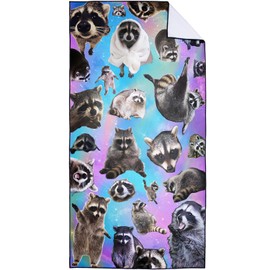 XSMEI Raccoon Collage Beach Towel for Animal Lovers, Soft Lightweight Sand Free Quick Dry Microfiber Towels, Extra Large 36" x 72"