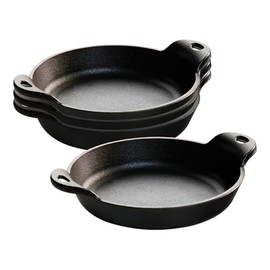 Lodge Round Cast Iron Mini Server - Heat-Treated - Perfect Size for Dips, Desserts & Appetizers - Great for Home & Restaurant Use - 9 Ounce (Pack of 4)