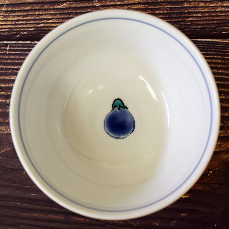 Kutani Ware Rice Bowl, Stylish Dish, Color Eggplant, Ceramic, Rice