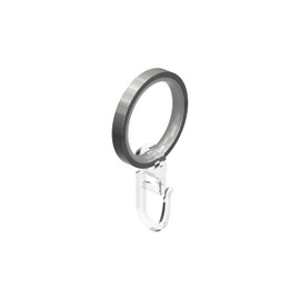 Interdeco Curtain Pole Rings with Sliding Insert and Pleat Hooks, Curtain Rings in Stainless Steel Look for 20 mm Diameter (Pack of 10)