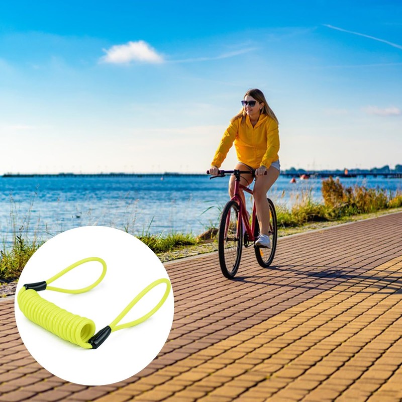 2Pcs 1.5m Yellow Motorcycle Disc Lock Reminder Cable Lock Security