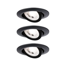 Paulmann 93367 LED Recessed Light Set Swivelling Warm White Round Including 3 x 6 Watt Recessed Spotlights Black Matt Plastic Spotlight 3000 K