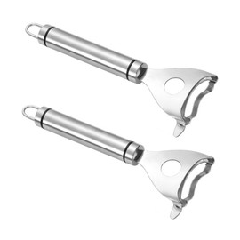 2Pcs Stainless Steel Corn Peeler & Kernel Remover Tool - 3-in-1 Corn Cob Stripper for Corn on the Cob, Pepper Seed Corer & Vegetable Slicer - Multi-Function Kitchen Gadget with Non-Slip Grip (Silver)