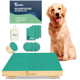 TAILMATES Dog Nail Scratch Board - Bamboo Scratch Pad for Nail Dogs - Stress Free Dog Scratch Pad for Nails - Nail File Board for Puppy/Small/Medium Dog - Handheld Filer + Tote Bag