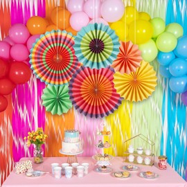 Sunbeauty Decorative Paper Fans for Celebrations Wedding Birthdays 21 cm 31 cm 42 cm Pack of 6