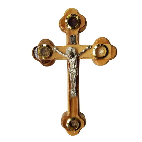 Wall Cross of Olive Wood with Crucifix Catholic from Jerusalem