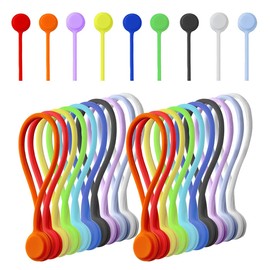 20 Pack Reusable Silicone Magnetic Cable Ties Twist Ties for Home/Office Cord Wrap, Cable Organizer, Magnetic Cord Holder, Cable Organizer Fridge Magnets - Perfect Smart Home Gadgets! 10 COLORS