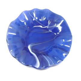 Purple and White Ruffled Rim Bowl 11.25 inch Handcrafted Fused Glass