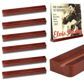 Heimlove 6 Pack Solid Wood Vinyl Record Wall Mount Shelves, Rustic Brown 12 Inch Vinyl Holder for Album Record Storage & Display, Floating Shelves for Wall Decor, Kids Bookshelf, Magazine Rack