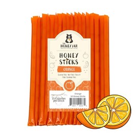 The Honey Jar Orange Flavored Raw Honey Sticks - Pure Honey Straws For Tea, Coffee, or a Healthy Treat - One Teaspoon of Flavored Honey Per Stick - Made In The USA with Real Honey - (50 Count)