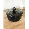 Handmade Talavera Tortilla Warmer, Black Ceramic Tortilla Storage Canister, 8.5-Inch