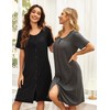 Ekouaer Women's Nightgowns Short Sleeve Sleepdress 2 Pack Button Up