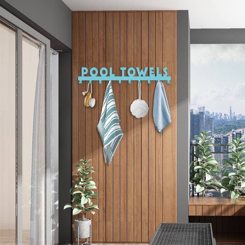 IBosins Large Pool Towel Rack with 10 Hooks, Towel Holder